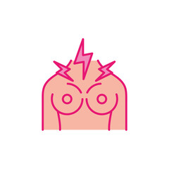 breast cancer female body with pain line and fill style icon vector design