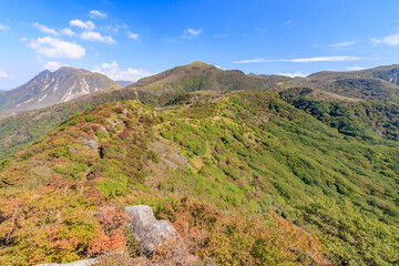 沓掛山から見た初秋のくじゅう連山　大分県玖珠郡　Kujuurenzan early autumn seen from Mt.Kutsukakeyama Ooita-ken Kusu-gun