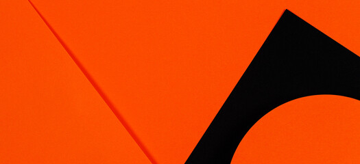 Abstract geometry paper texture background. Shape and lines in black and orange colors. Top view