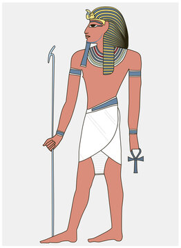 Illustration eines &auml;gyptischen Pharao im Stil einer Hieroglyphe
