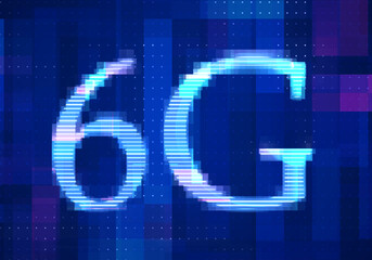 6G Network Internet Mobile icon technology blue background. Abstract digital machine learning with digital future design concept.