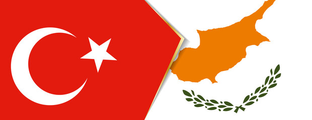 Turkey and Cyprus flags, two vector flags.