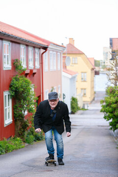 Man skateboarding on street