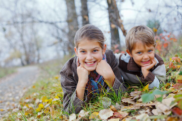 Kids in autumn park