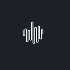 Fototapeta na wymiar Monogram music logo in lined style