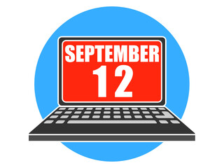 september 12th. Day 12 of month, Laptop with date on screen autumn month, day of the year concept