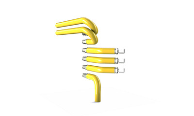 Stack of metal pipes. 3d rendering on white background