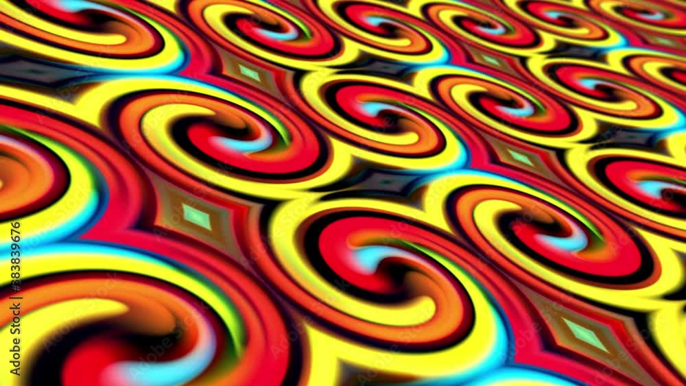 Poster abstract colorful red yellow blue gradient swirl circle mosaic flickering loop. 4k seamless loop rea