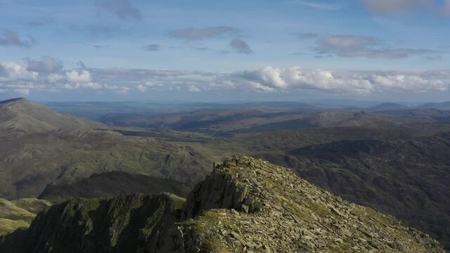Snowdonia National Park dangerous hiking route aerial in the UK