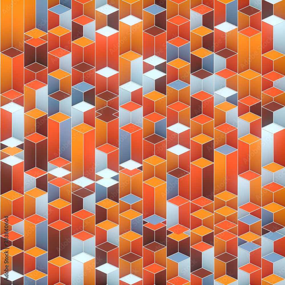 Poster abstract 3d rendering geometric shapes. computer generated digital illustration