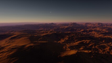 beautiful space view, view from an alien planet, exoplanet surface, fantastic planet 3D render