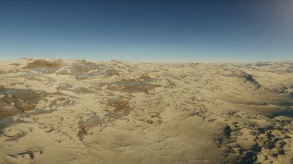 Fototapeta na wymiar beautiful space view, view from an alien planet, exoplanet surface, fantastic planet 3D render
