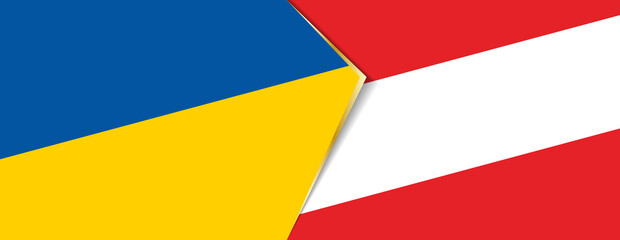 Ukraine and Austria flags, two vector flags.