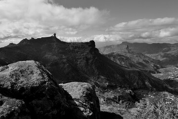 Views to the interior of the island of Gran Canaria with the Roque Nublo