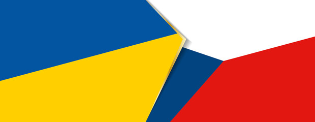 Ukraine and Czech Republic flags, two vector flags.