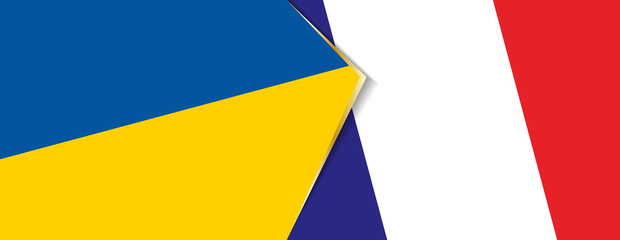 Ukraine and France flags, two vector flags.