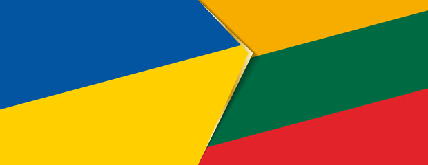 Ukraine and Lithuania flags, two vector flags.