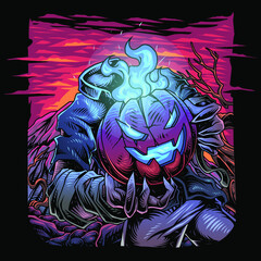 Halloween pumpkin esport mascot logo © Logitex