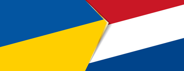 Ukraine and Netherlands flags, two vector flags.