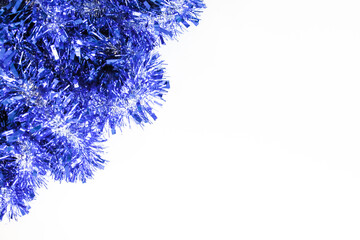 Christmas silver blue sparkling garland isolated on white background