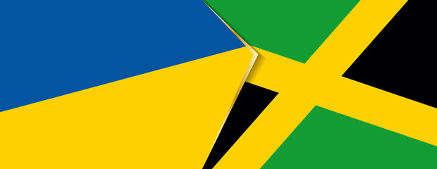 Ukraine and Jamaica flags, two vector flags.