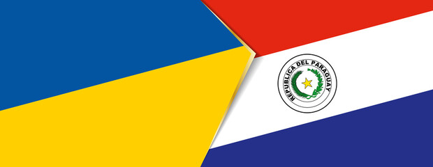 Ukraine and Paraguay flags, two vector flags.