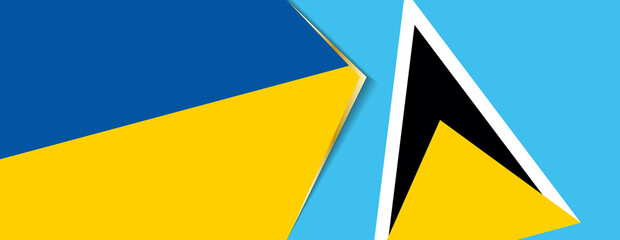 Ukraine and Saint Lucia flags, two vector flags.