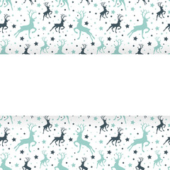 Christmas background with reindeer icons and copyspace. Vector