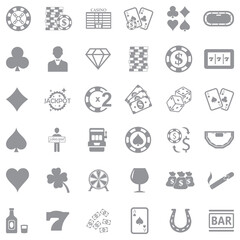 Gambling Icons. Gray Flat Design. Vector Illustration.