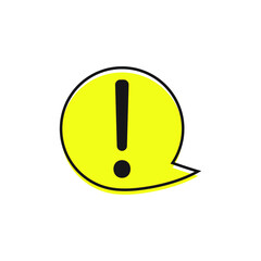 Exclamation mark in speech bubble, Warning danger sign, vector.