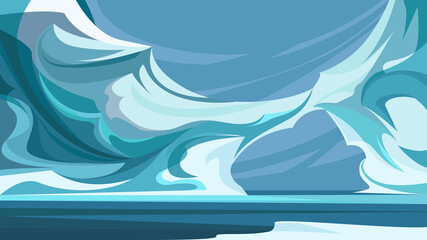 Illustration of north pole. Beautiful nature scenery.