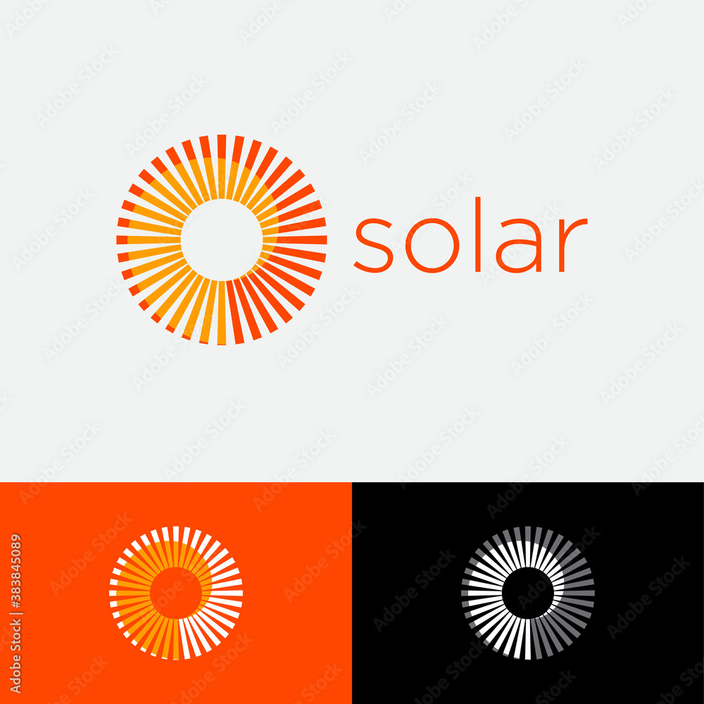 Poster solar logo. sunrays with vortex, on different background. identity. loading icon. logo can use for b