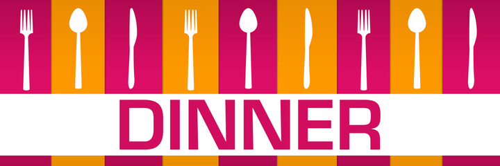 Dinner Pink Yellow Boxes Spoon Fork Knife Horizontal Text 