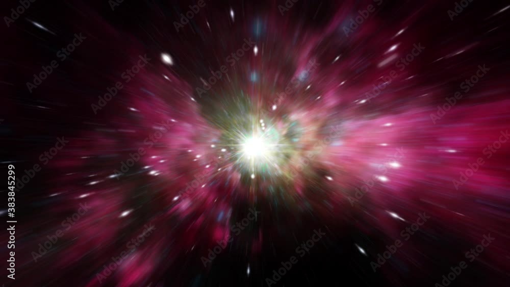 Poster abstract endless loop space time travel. 4k fantasy slow motion traveling through star fields in spa