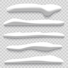 Obraz premium Set of snow caps on transparent background. Vector illustration.