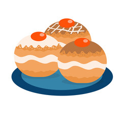 Hanukkah donuts icon flat, cartoon style. Vector illustration