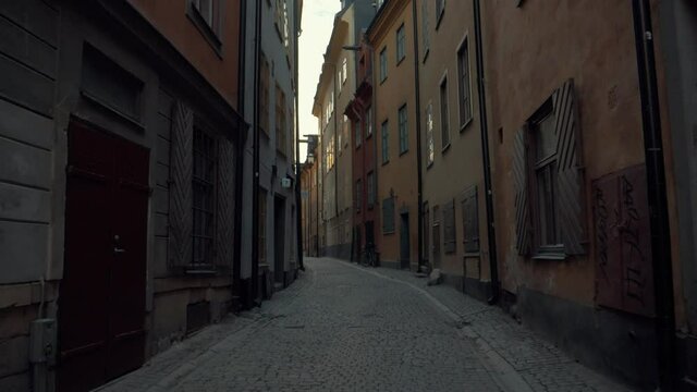 Old cozy colorful streets in stockholms old town city center
