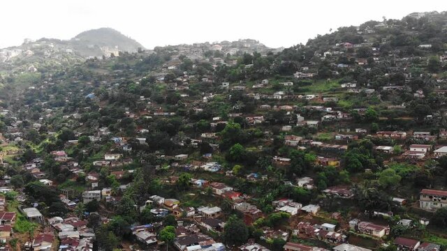 Pure area houses on Africa, Sierra Leone Drone video