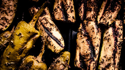 Fototapeta na wymiar Grilled vegetables on an electric grill