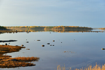 Sunset on the White Sea in Karelia, Russia