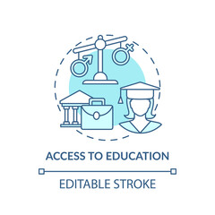 Access to education concept icon. Gender gap criteria. Getting high level degree. Top learning idea thin line illustration. Vector isolated outline RGB color drawing. Editable stroke