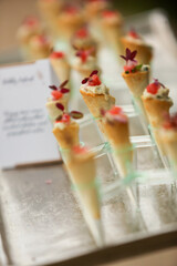 appetisers in an edible cone
