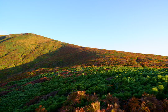 Scenery of Mt. Kurikoma in Japan with beautiful autumn colors