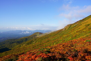 Scenery of Mt. Kurikoma in Japan with beautiful autumn colors