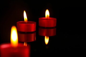 Indian festival diwali , candle on dark background