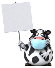 Fun 3D cartoon cow with a mask