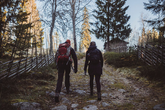 Low Angle View Of Two Hikers