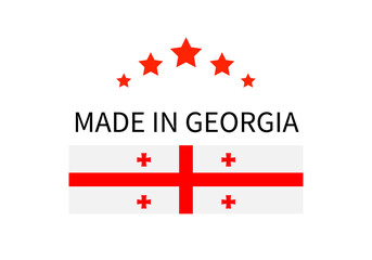 Made in Georgia label. Quality mark vector icon isolated on white. Perfect for logo design, tags, badges, stickers, emblem, product packaging, etc