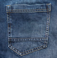 back pocket of blue jeans, full frame