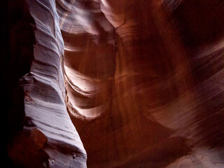 Sandstone interior of lower Antelope Canyon, Navajo Nation Reservation.

